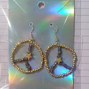 Gold Star Beaded Hoop Earrings